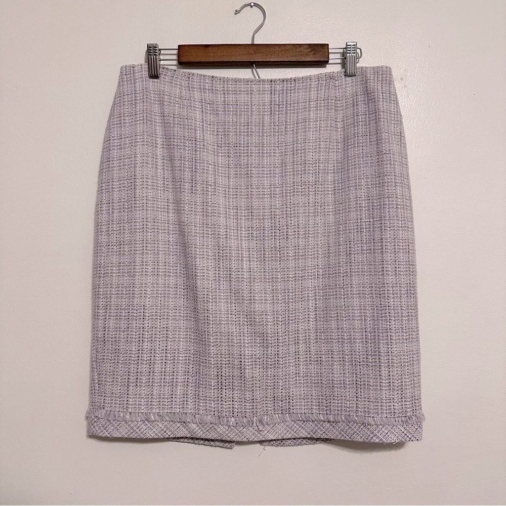 WHBM Tweed Cotton Pencil Skirt Lavender White Size 12